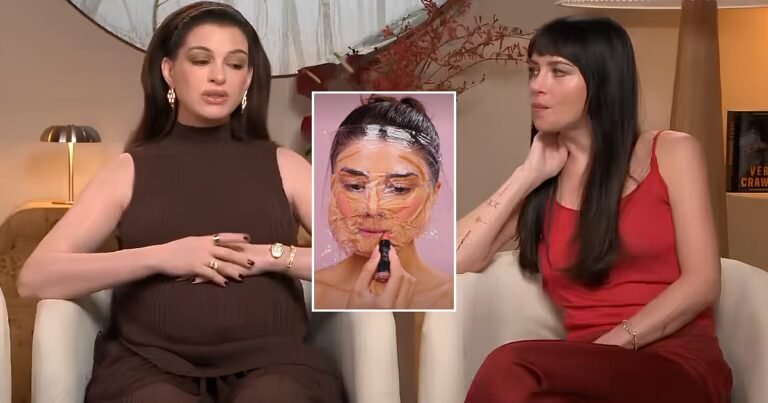 Verity Co-Stars Anne Hathaway And Dakota Johnson Criticise Bizarre Plastic Wrap Makeup Trend